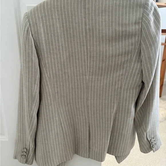 Club Monaco Beige Striped Linen Blazer - Picture 3 of 3